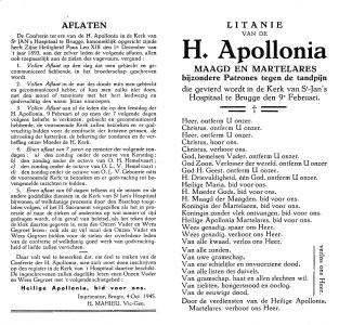 Litanie van de H. Apollonia Maagd en Martelares