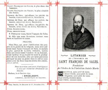 Litanies en l'honneur de Saint François De Sales